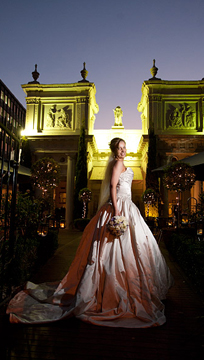 Wedding Photography of Bride outside The Willows at night